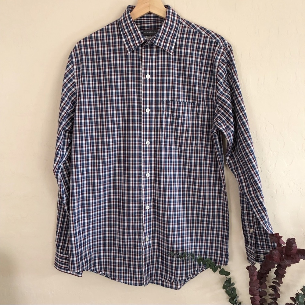 Van Heusen Classic Fit plaid ButtonDown shirt LS S/P 14-14 1/2